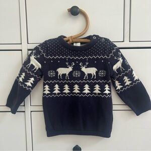 Navy Blue Reindeer Sweater (12 mo H&M)